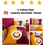 Taç Taç Lisanslı Galatasaray 5.yıldız Tek Kişilik Pamuk Nevresim Takımı - Sarı - Kırmızı - 160 x 220 cm