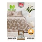 Taç Tac-organik-saten-cift Marlowe Kahve Organik Pamuk Saten Çift Kişilik Nevresim Takımı,200 x 220 Kahverengi Marlowe,