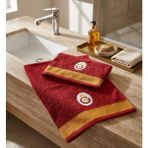 Taç Yeni Sezon Lisanslı Galatasaray Bukle 2'li Banyo-Yüz Havlu Set - 70 x 140 cm - 50 x 90 cm - Kırmızı