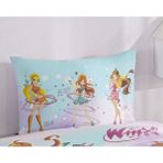 Taç Zorluteks Lisanslı Winx Magic Desenli % 100 Pamuk Kumaş 1 Adet Yastık Kılıfı 50X70 cm - Mavi - Pembe