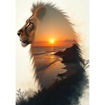 Taccuino Leone Tramonto: DIN A5, Copertina Morbida, 240 Pagine Quadrettate, Lucido