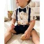 TA&CE Kids Erkek Çocuk Papyonlu Gömlek ve Askılı Şort Bayramlık Takım - 9-24 Ay - 9 Ay - Lacivert