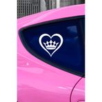 Taçlı Kalp Sticker - Minimal Kalp Taç Oto Sticker - Araç Cam Sticker 15x15cm