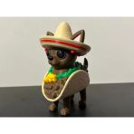 Taco Chihuahua Figürü - 3D Yazıcı Tasarım Sombrero Takan Köpek - Meksika Temalı Biblo