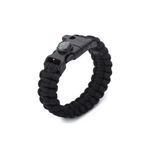Tactical Paracord Çok Amaçlı 5'i 1 Arada Kampçı Bileklik siyah S