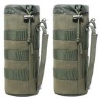 Tacticool Taktik Molle Su Şişesi Kılıfı Askeri İpli Açık Üst ve File Alt Seyahat Su Şişesi Tutucu Çanta Taktik Nemlendirici Taşıyıcı (2 Paket Ordu Yeşili)