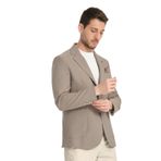 Tadic Erkek Bej Desenli Esneyen Kumaş Slim Fit Torba Cepli Yarım Astar 4 Mevsim Blazer Ceket Bej 58