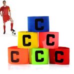 Tadpolez 6 adet futbol elastik bileklik, kaptan çocuk bilekliği, çok renkli, futbol kaptan bilekliği, lastik bant, cırt cırtlı, ayarlanabilir, hokey, futbol, çok oyunculu top oyunları için