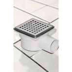 Tafce 10X10 Yandan Çıkışlı Oynar Başlıklı Yer Süzgeci Metal Ø50 Çıkışlı Klapesiz - Açık Beyaz - Gri - 10x10x50