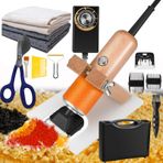 Tafting Halı Kesme Seti - Ekli Kesme Kılavuzu, 200W Halı Kesme Makinesi + Ördek Gagası Makası +1,8 m Tafting Kumaş + Kaymaz Kumaş+ Tüy Giderici, Hız Ayarlanabilir, Düşük Gürültü,A