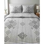 Tagev Geometrik Desenli Nevresim Takımı - Beyaz - Su Yeşili - 200 x 230 cm