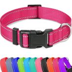 Taglory Köpek Yavrusu Küçük Orta Büyük Köpekler için Yansıtıcı Ayarlanabilir Köpek Tasmaları, İnce Naylon Dokuma ve Hızlı Çıkarma Plastik Toka (Canlı Pembe, X-Large)