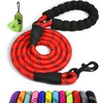 Taglory Rahat dolgulu saplı köpek tasması, antrenman ve yürüyüş için sağlam köpek tasması, 150 x 1,2 cm yansıtıcı kılavuz ipi, yumuşak naylondan büyük köpekler için, kırmızı