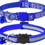 Taglory Yansıtıcı kedi tasması, güvenlik kilitli ve çanlı, 2 adet ayarlanabilir boyun bandı, kedi yavruları, 19 – 32 cm koyu mavi