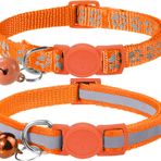 Taglory Yansıtıcı kedi tasması, güvenlik kilitli ve çanlı, 2 adet ayarlanabilir boyun bandı, kedi yavruları, 19 – 32 cm turuncu