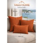 Tago Home Kiremit Kırlent Kılıfı Dekoratif Düz Sade Panoroma-107 Punch Yapılabilir Panç