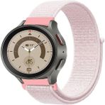 Tagomoon Samsung Galaxy Watch 4 5 5pro 6 Akıllı Saatleri Uyumlu Kordon Kumaş Desenli Cırt Cırtlı Spor Kayış - Toz Pembe