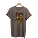 Tagon Göktürk Alfabeli ve Türk Devletleri Bayrakları Baskılı %100 Pamuk Regular Fit Kahverengi Bozkurt T-Shirt - 2XL