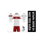 tahaspor Özel İsim Yazılır Türkiye Çocuk forması Takımı y01 Yakalı Özel Tasarım Beyaz Kırmızı çorap hediyeli