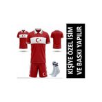 tahaspor Özel İsim Yazılır Türkiye Çocuk forması Takımı y03 Yakalı Özel Tasarım Kırmızı Beyaz çorap hediyeli