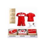 tahaspor Türkiye Çocuk forması Takımı y03 Yakalı Özel Tasarım Kırmızı Beyaz 4 lü Set Forma+Şort+Çorap+bileklik (KOD:y03)
