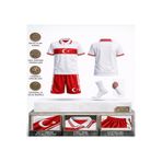 tahaspor Türkiye Çocuk forması Takımı Yakalı Özel Tasarım Beyaz-Kırmızı 4 lü Set Forma+Şort+Çorap+Bileklik (KOD:y01)