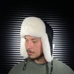 Tahiroğlu Deri 1987 Kışlık Deri Kürklü Ushanka Pilot Unisex Şapkası - XL - Beyaz - Siyah