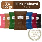 Tahmis 7'li Türk Kahvesi Seti 100 gr (Damla Sakızlı-Çilekli-Menengiç-Osmanlı-Dibek-Kakule-Türk)