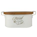 Tahta Kapaklı Metal Ekmeklik, Ahşap Kapaklı Ekmeklik (Bread Baskılı) - Krem