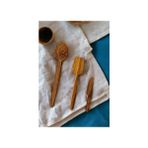 Tahta Kaşık Yemek Kaşığı Ahşap Kaşık Spatula 3'lü Set Zeytin Ağacı Mutfak Gereçleri Servis Seti - Kahverengi