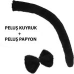 Tahtakale Peluş Siyah Renk Kuyruk ve Papyon Yetişkin Çocuk Uyumlu