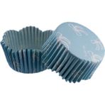 Tahtakale Toptancı Cupcake Kalıbı Pet Kapsül Dalgalı Kek Kalıbı 65X38 mm (100 Adet) Fiyonklu Mavi