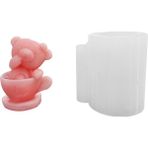 Tahtakale Toptancı Silikon 3D Fincan Içine Oturmuş Sevimli Ayıcık Mum Kalıbı - Standart