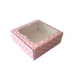 Tahtakale Toptancıları 8 X 8 X 3 cm 50 Adet Puantiyeli Pembe Çerçeveli Karton Kutu