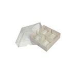 Tahtakale Toptancıları Asetat Kapaklı Karton Kutu 12x12x3 Cm 4 Bölmeli Kutu (10 Adet) Beyaz