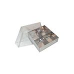 Tahtakale Toptancıları Asetat Kapaklı Karton Kutu 12x12x3 Cm 4 Bölmeli Kutu (10 Adet) Gümüş