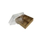 tahtakale toptancıları Asetat Kapaklı Karton Kutu 12x12x3 Cm 4 Bölmeli Kutu (10 Adet) Kraft Kahverengi