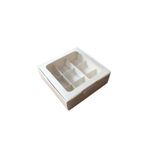Tahtakale Toptancıları Asetat Pencereli Karton Kutu 15x15x5 cm 9 Bölmeli Kutu (10 Adet) Beyaz