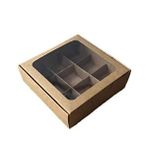 tahtakale toptancıları Asetat Pencereli Karton Kutu 15x15x5 Cm 9 Bölmeli Kutu (10 Adet) Kraft Kahverengi