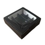 tahtakale toptancıları Asetat Pencereli Karton Kutu 15x15x5 Cm 9 Bölmeli Kutu (10 Adet) Siyah