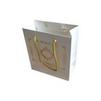 Tahtakale Toptancıları Karton Ipsaplı Hediye Çantası Saray Desenli Gold 15x17x8 10 Adet Beyaz
