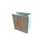 Tahtakale Toptancıları Karton İpsaplı Hediye Çantası Saray Desenli GOLD 15X17X8 10 Adet Mavi