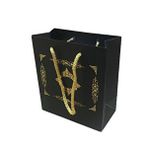 Tahtakale Toptancıları Karton Ipsaplı Hediye Çantası Saray Desenli Gold 15x17x8 10 Adet Siyah