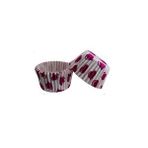 Tahtakale Toptancıları Kek Kalıbı Pet Kapsül 52x45 Mm Kağıt Cupcake Kağıdı (100 Adet) Beyaza Fuşya Kalpli