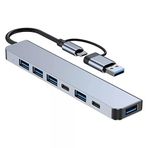 TahTicMer 7 in 1 Adaptör USB 3.0 Tip C Bağlantı İstasyonu USB C HUB 4 Bağlantı Noktalı OTG USB 2.0 PD TF Kart Hub 2 in1 kablo