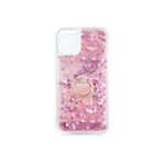 TahTicMer Apple Iphone 11 Pro Kılıf Simli Kalpli Yüzüklü Stand Silikon Milce Kapak Lüks Tpu, Pembe