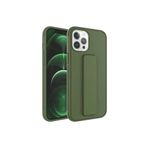 TahTicMer Apple Iphone 13 Pro Max Kılıf Silikon Standlı Elden Geçme Mıknatıslı Hand Strap Suni Derili Koruma