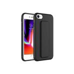 TahTicMer Apple Iphone 8 Kılıf Silikon Standlı Elden Geçme Mıknatıslı Hand Strap Suni Derili Arka Koruma, Siyah