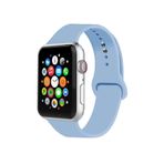 TahTicMer Apple Watch 42 44 45 Mm Kordon Spor Kayışı Yumuşak Silikon Mavi Açık
