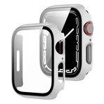TahTicMer çerçeve Kılıf Komple önü Kapatan Mika Ekran Kırılmaz Cam Korumalı Beyaz Apple Watch Seri 7 41mm ile Uyumlu ürün